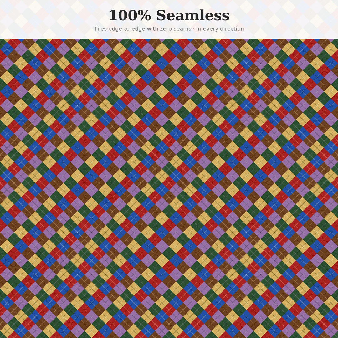 Color Argyle Seamless Pattern | Multi-Color Color Field Argyle | .png .jpg .svg .pdf .pat | Digital Paper | Fabric & Surface Design