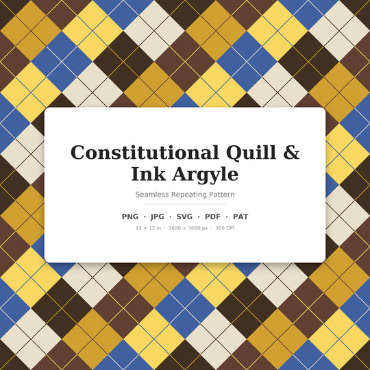 Constitutional Quill Ink Argyle seamless pattern set — main preview