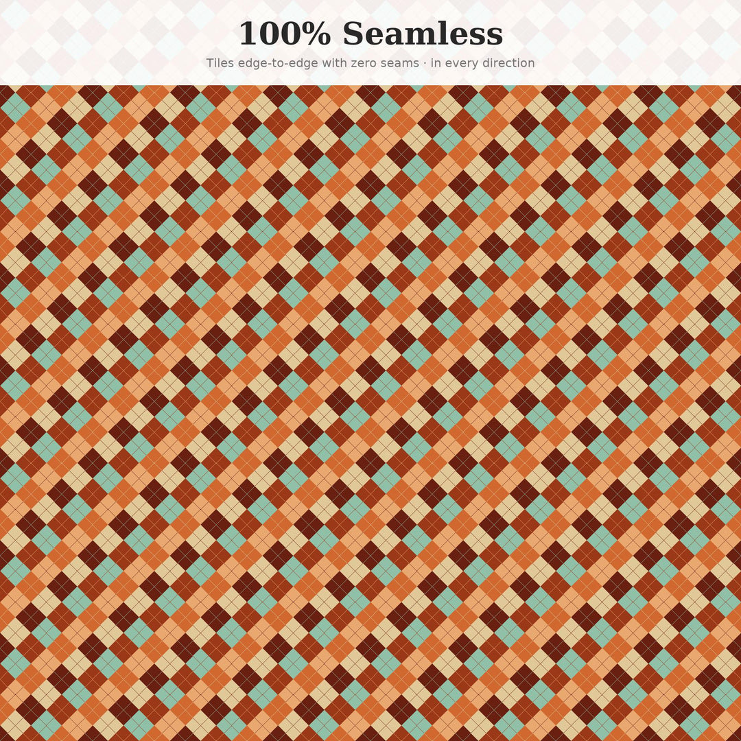 Copper Argyle Seamless Pattern | Multi-Color Copper Desert Argyle | .png .jpg .svg .pdf .pat | Digital Paper | Fabric & Surface Design