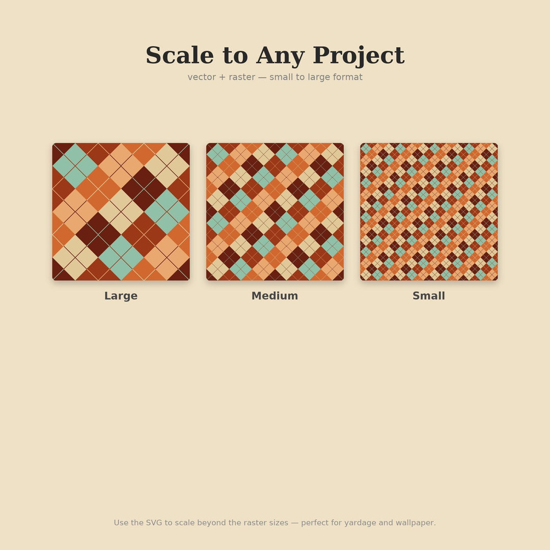Copper Argyle Seamless Pattern | Multi-Color Copper Desert Argyle | .png .jpg .svg .pdf .pat | Digital Paper | Fabric & Surface Design