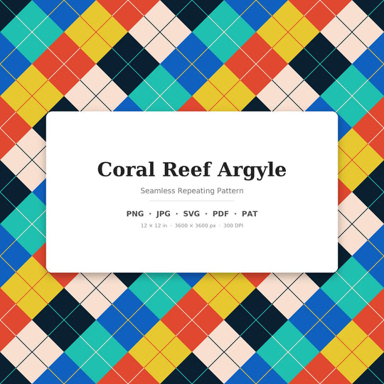 Coral Reef Argyle seamless pattern set — main preview