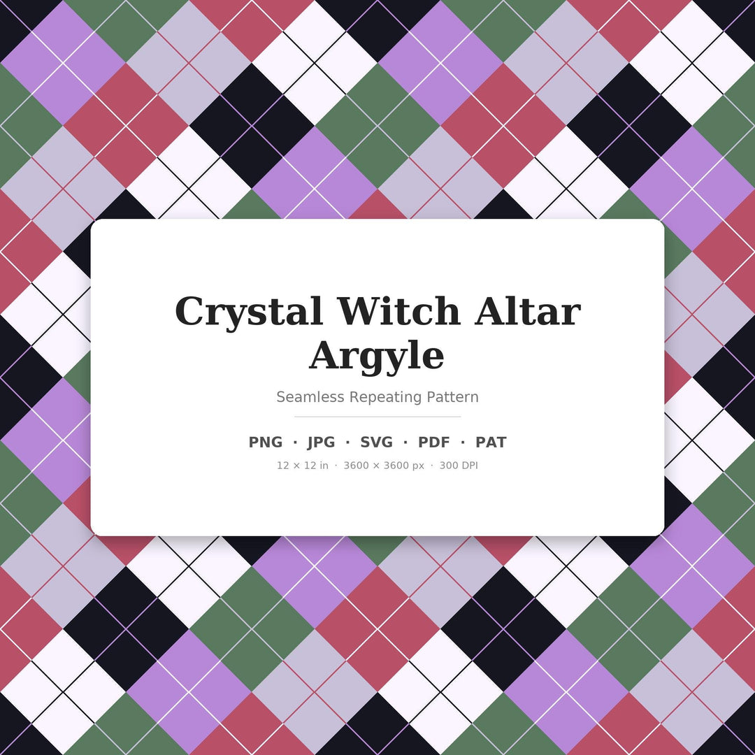 Crystal Argyle Seamless Pattern | Multi-Color Crystal Witch Altar Argyle | .png .jpg .svg .pdf .pat | Digital Paper