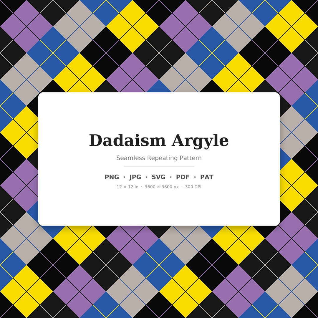 Dadaism Argyle Seamless Pattern | Multi-Color Fabric Design (Digital Download)