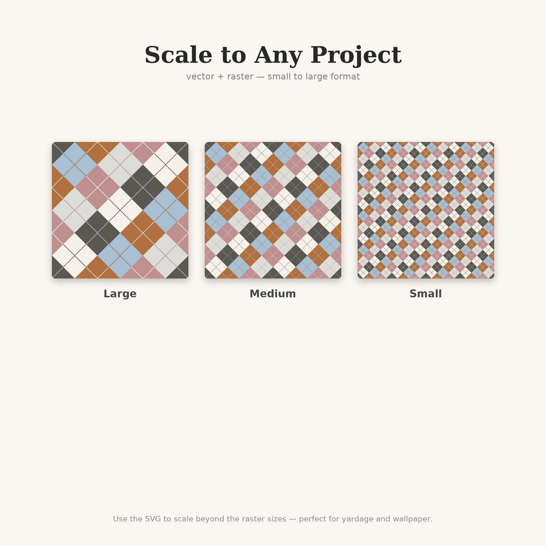 Danish Modern Argyle Seamless Pattern | Multi-Color Fabric Design (Digital Download)