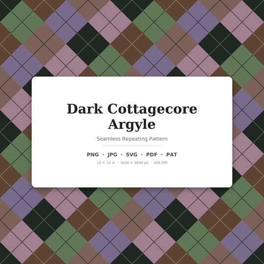 Dark Cottagecore Argyle seamless pattern set — main preview