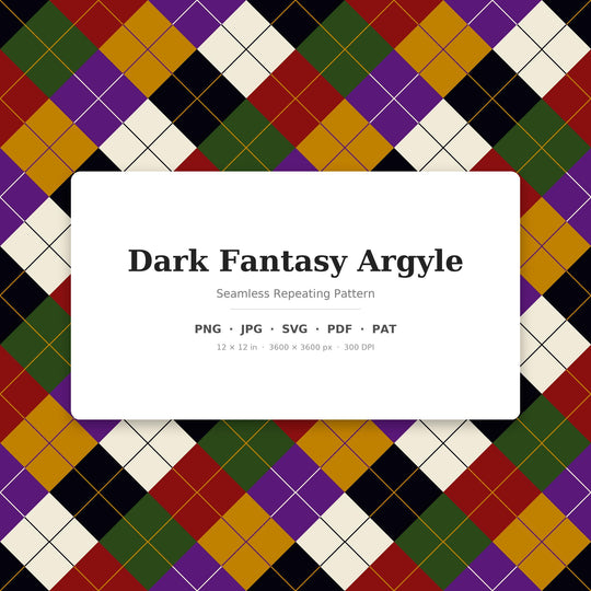 Dark Fantasy Argyle seamless pattern set — main preview