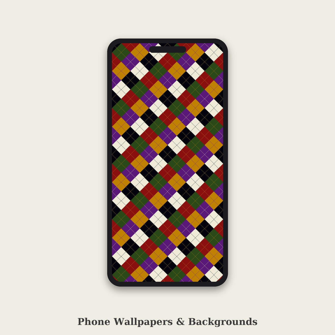 Dark Fantasy Argyle Seamless Pattern | Multi-Color Fabric Design (Digital Download)