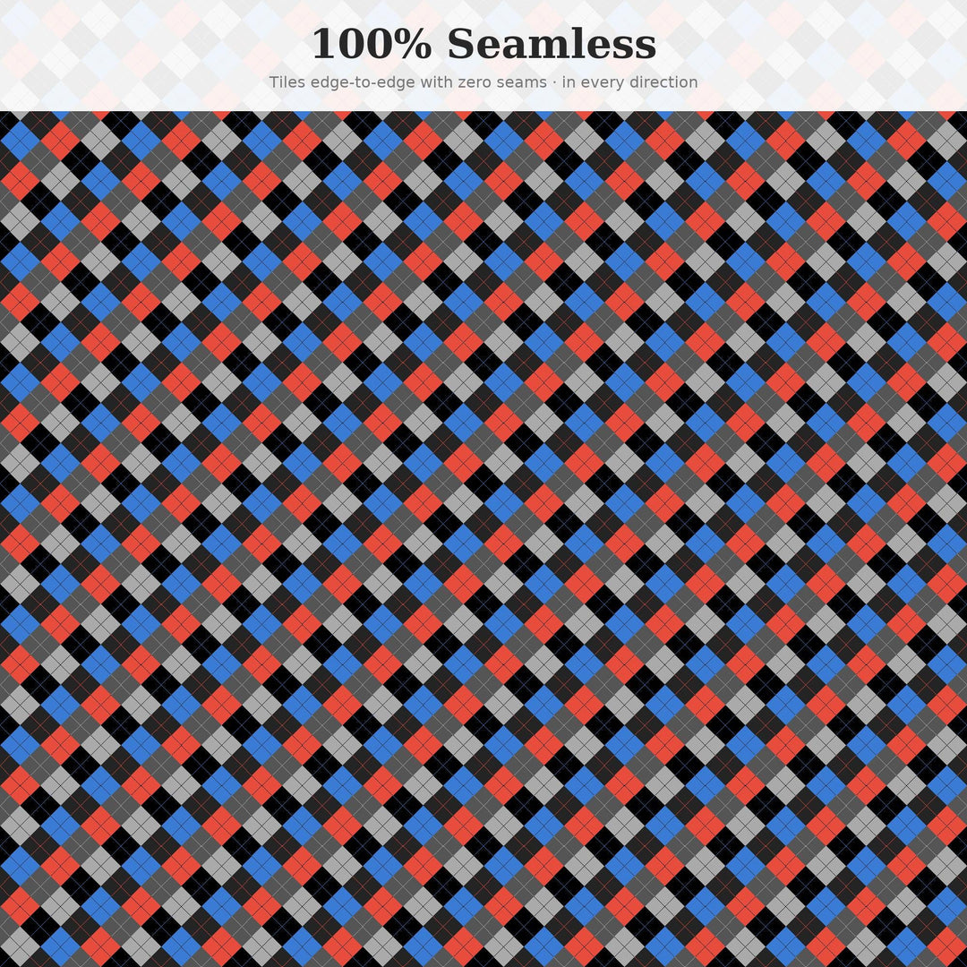 Dark Argyle Seamless Pattern | Multi-Color Dark Mode Argyle | .png .jpg .svg .pdf .pat | Digital Paper | Fabric & Surface Design