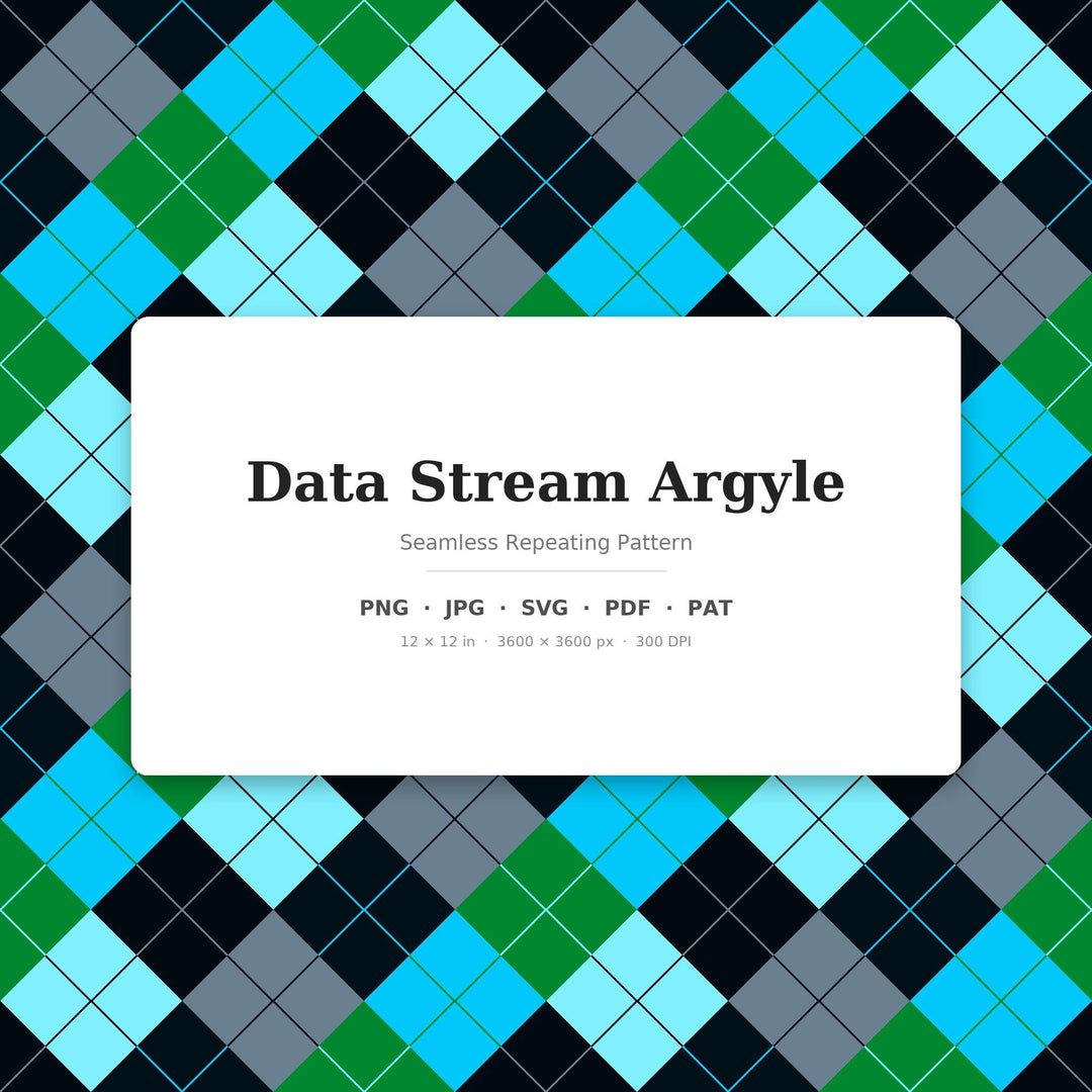 Data Stream Argyle Seamless Pattern | Multi-Color Fabric Design (Digital Download)