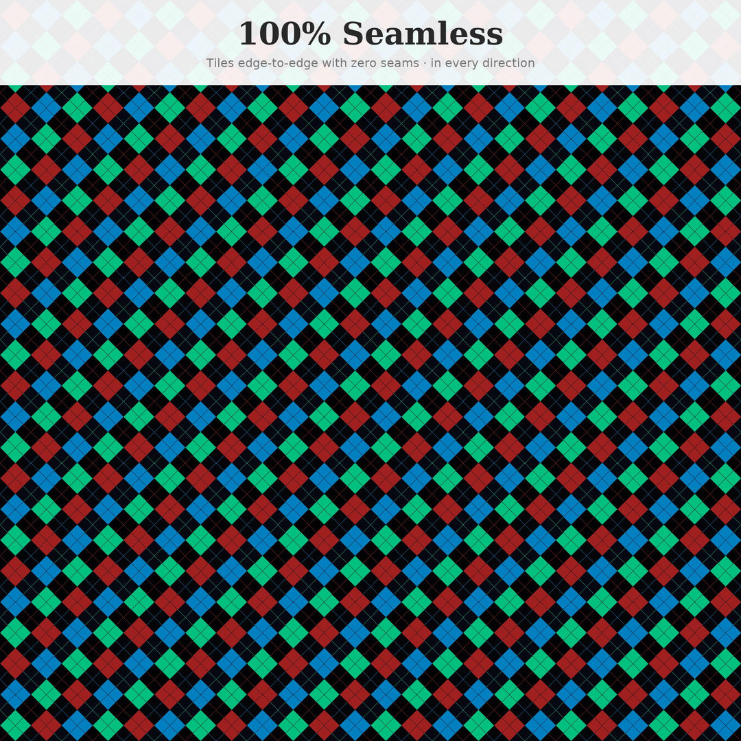Deep Argyle Seamless Pattern | Multi-Color Deep Ocean Midnight Argyle | .png .jpg .svg .pdf .pat | Digital Paper | Fabric & Surface Design