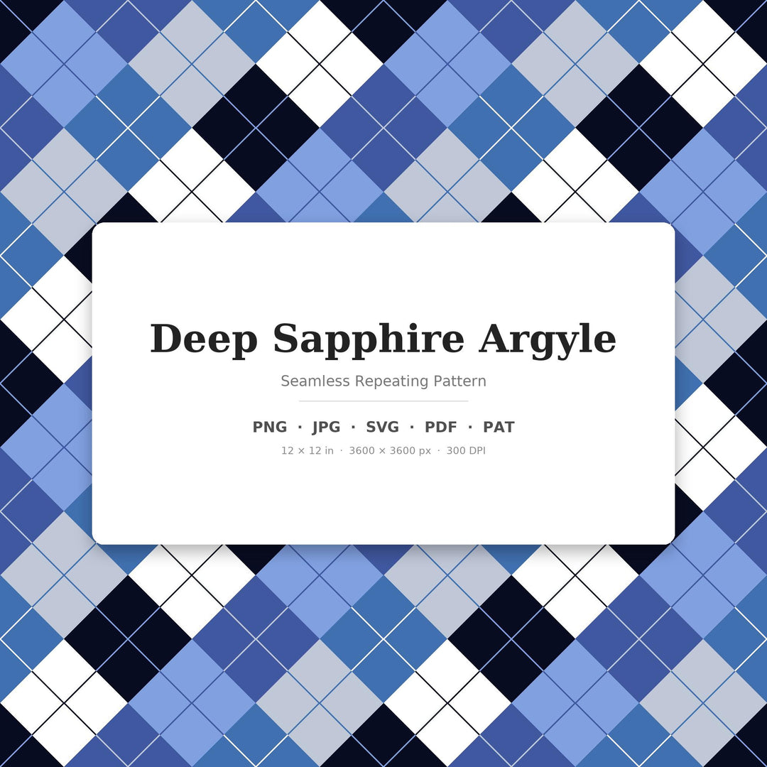 Deep Sapphire Argyle Seamless Pattern | Fabric & Surface Design (Digital Download)