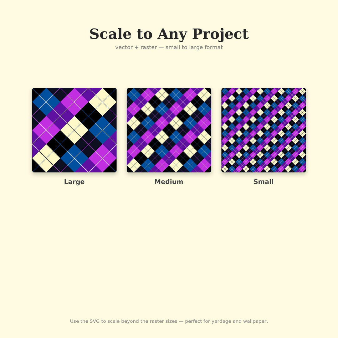 Deep Space Argyle Seamless Pattern | Multi-Color Fabric Design (Digital Download)