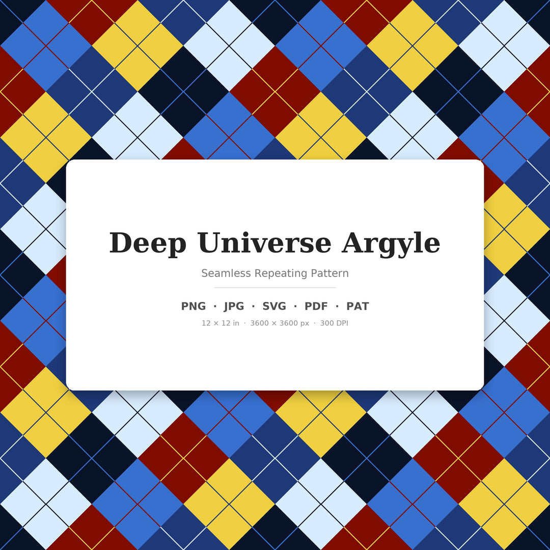Deep Argyle Seamless Pattern | Multi-Color Deep Universe Argyle | .png .jpg .svg .pdf .pat | Digital Paper | Fabric & Surface Design