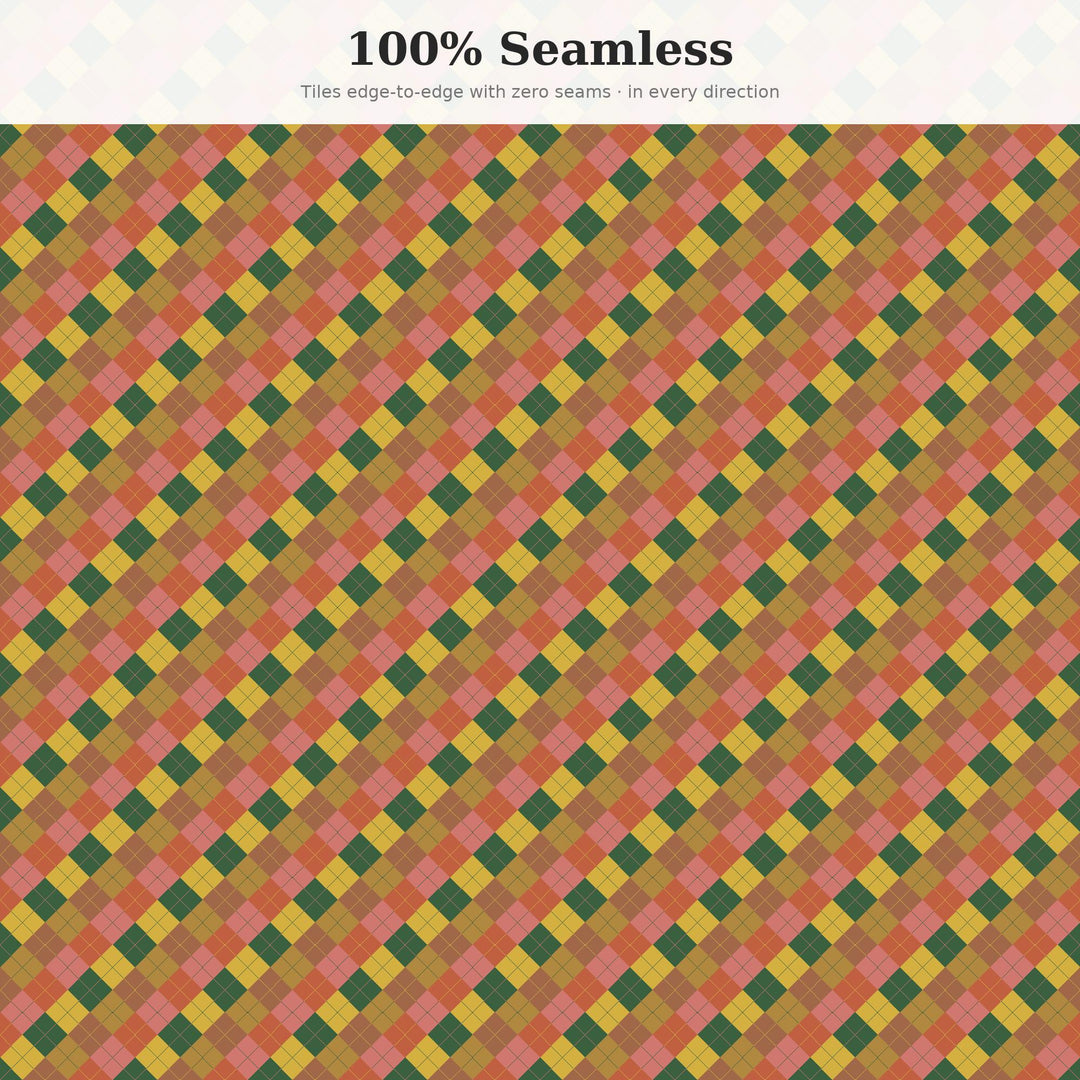 Desert Southwest Argyle Seamless Pattern | Multi-Color Fabric Design (Digital Download)