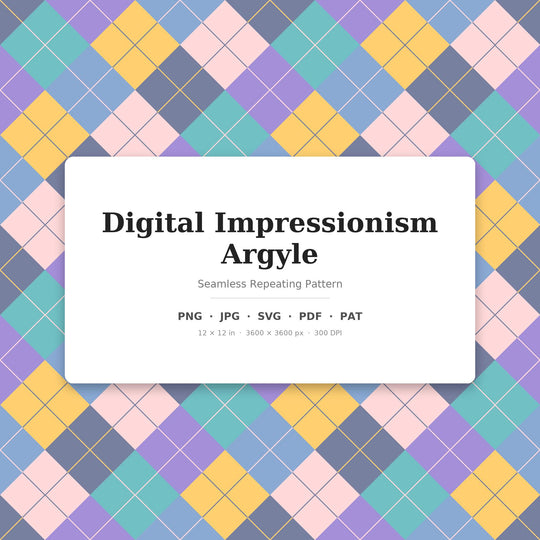 Digital Impressionism Argyle seamless pattern set — main preview