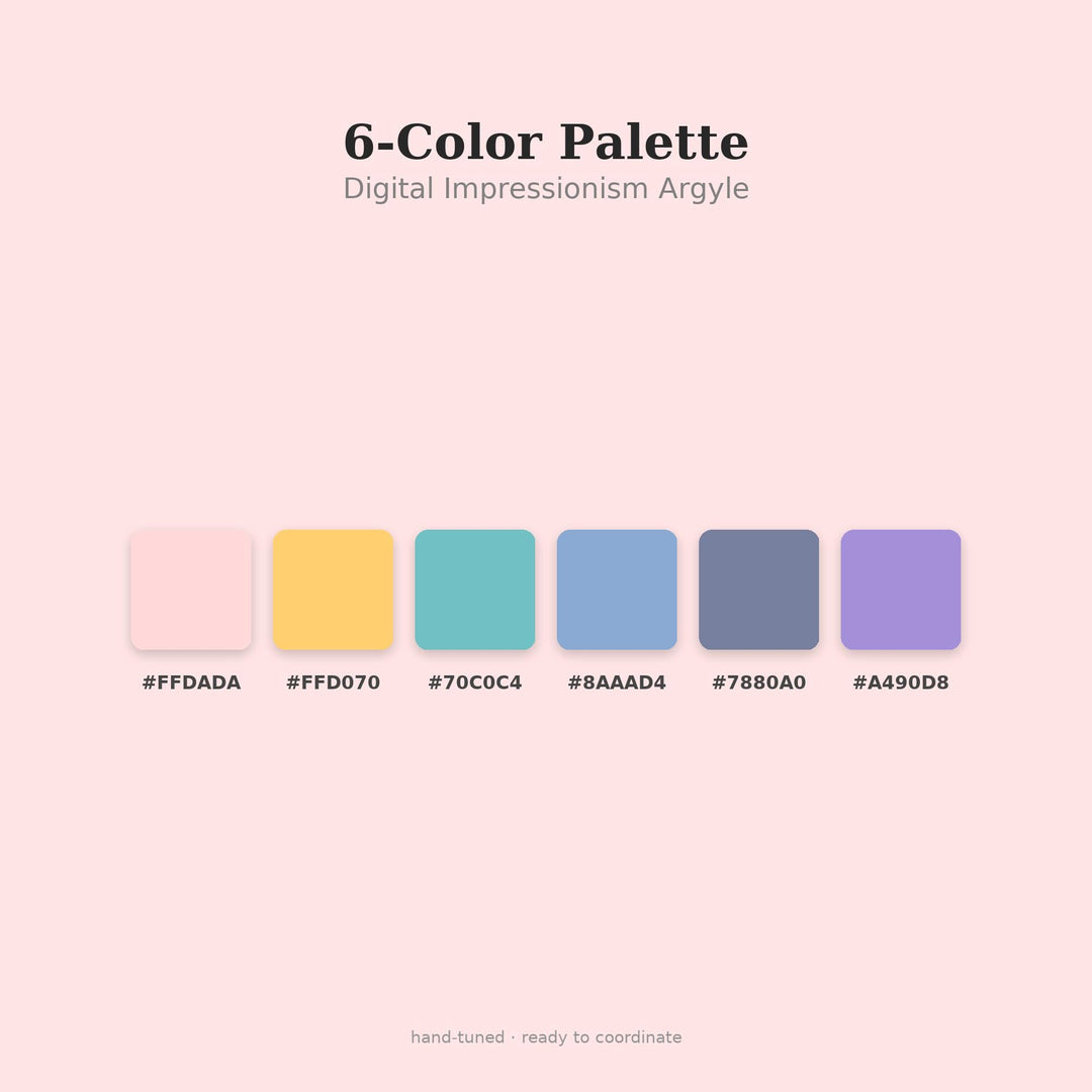 Digital Argyle Seamless Pattern | Multi-Color Digital Impressionism Argyle | .png .jpg .svg .pdf .pat | Digital Paper