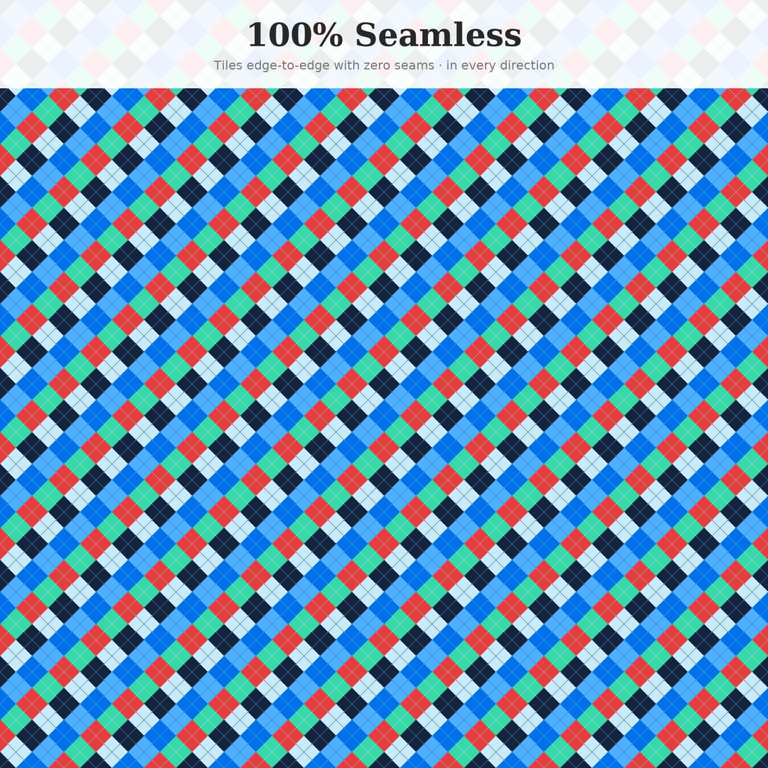 Digital Argyle Seamless Pattern | Multi-Color Digital Ocean Argyle | .png .jpg .svg .pdf .pat | Digital Paper | Fabric & Surface Design