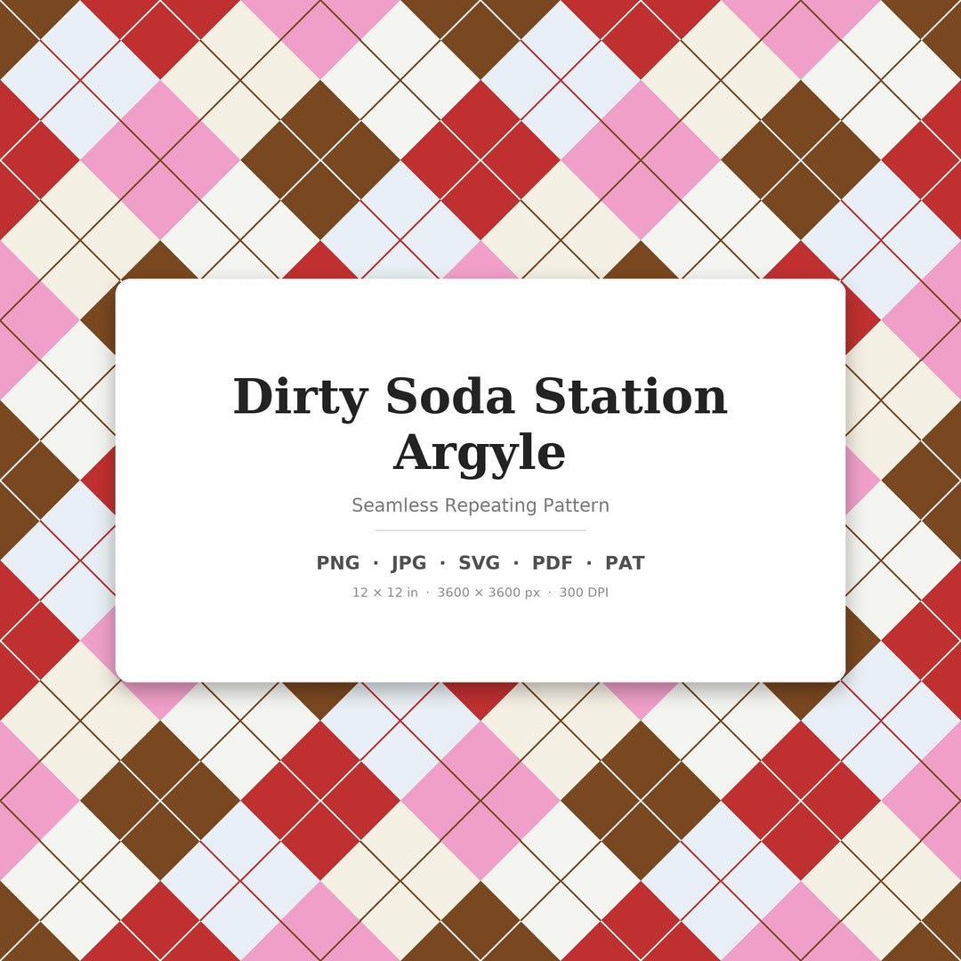 Dirty Soda Station Argyle Seamless Pattern | Multi-Color Fabric Design (Digital Download)