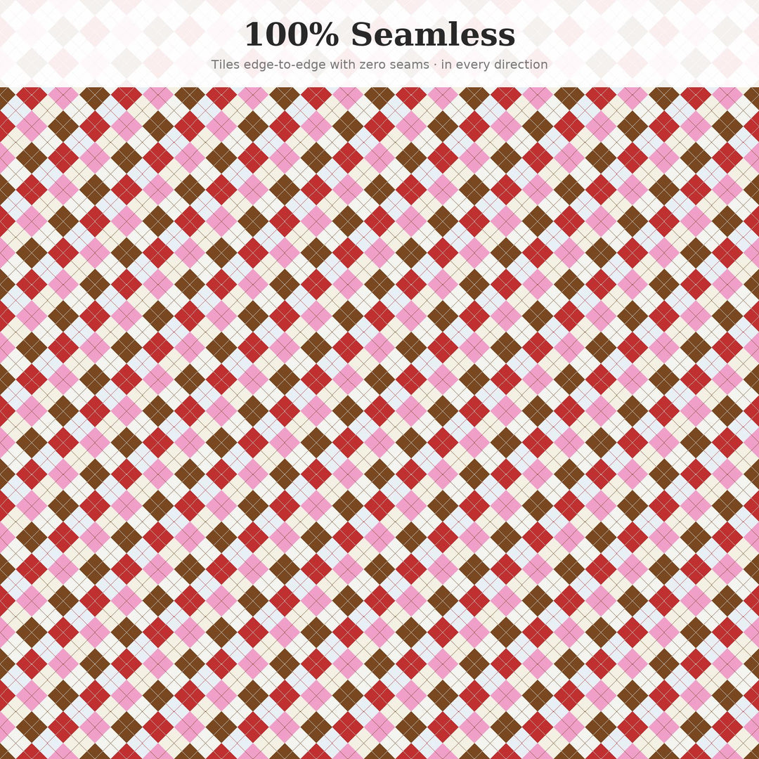 Dirty Soda Station Argyle Seamless Pattern | Multi-Color Fabric Design (Digital Download)