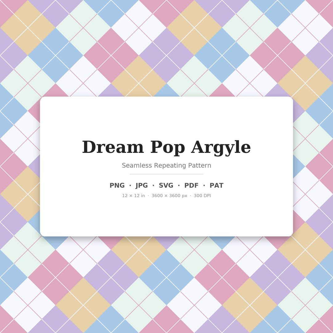 Dream Argyle Seamless Pattern | Multi-Color Dream Pop Argyle | .png .jpg .svg .pdf .pat | Digital Paper | Fabric & Surface Design