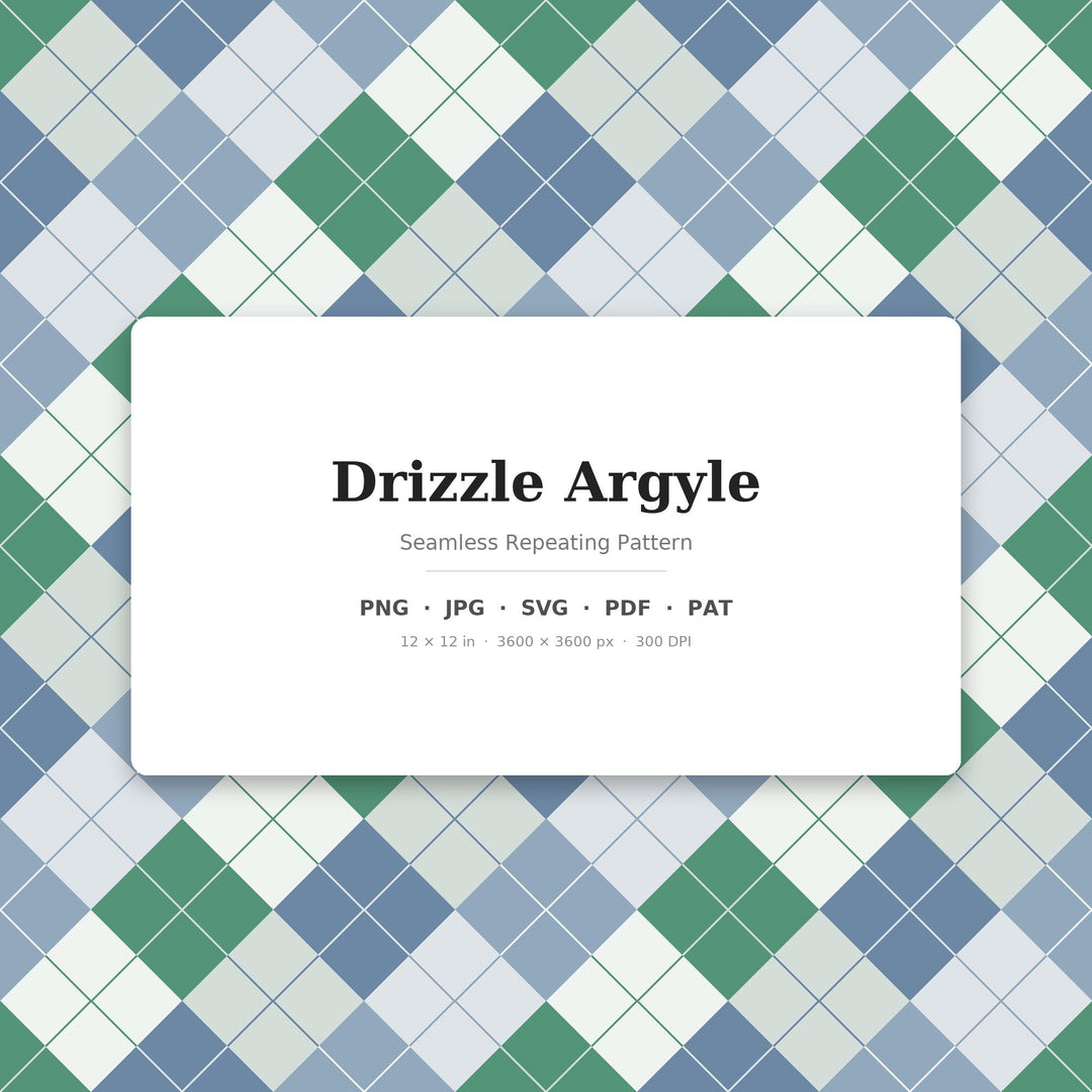 Drizzle Argyle Seamless Pattern | Multi-Color Fabric Design (Digital Download)