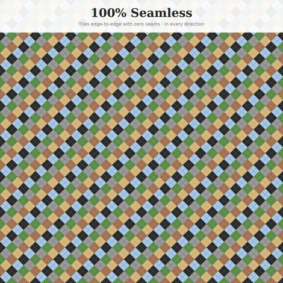 Drone Argyle Seamless Pattern | Multi-Color Drone View Argyle | .png .jpg .svg .pdf .pat | Digital Paper | Fabric & Surface Design