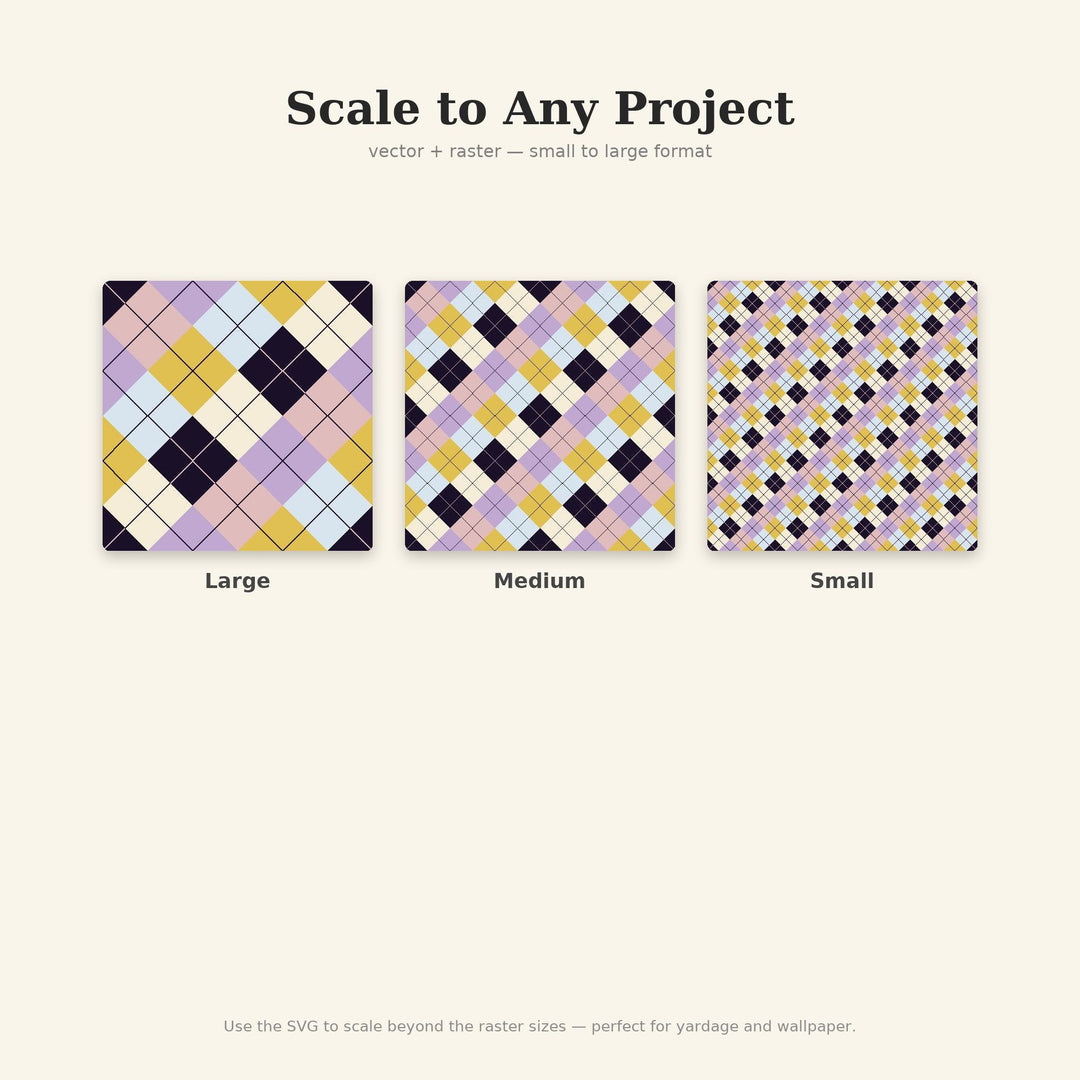 Drowsy Argyle Seamless Pattern | Multi-Color Repeating Fabric Design (Digital Download)