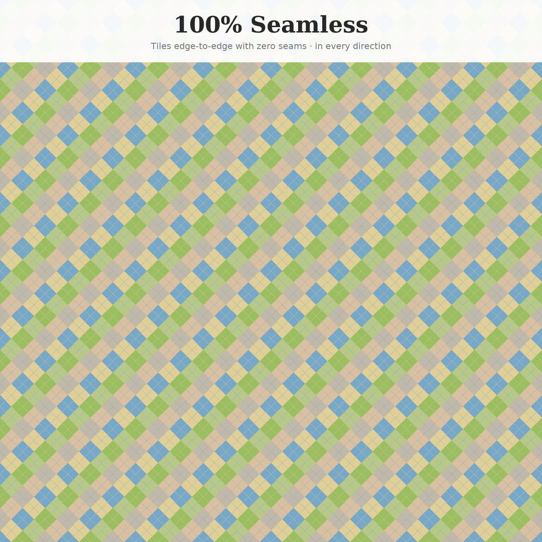 Dune Grass Argyle Seamless Pattern | Multi-Color Fabric Surface Design (Digital Download)