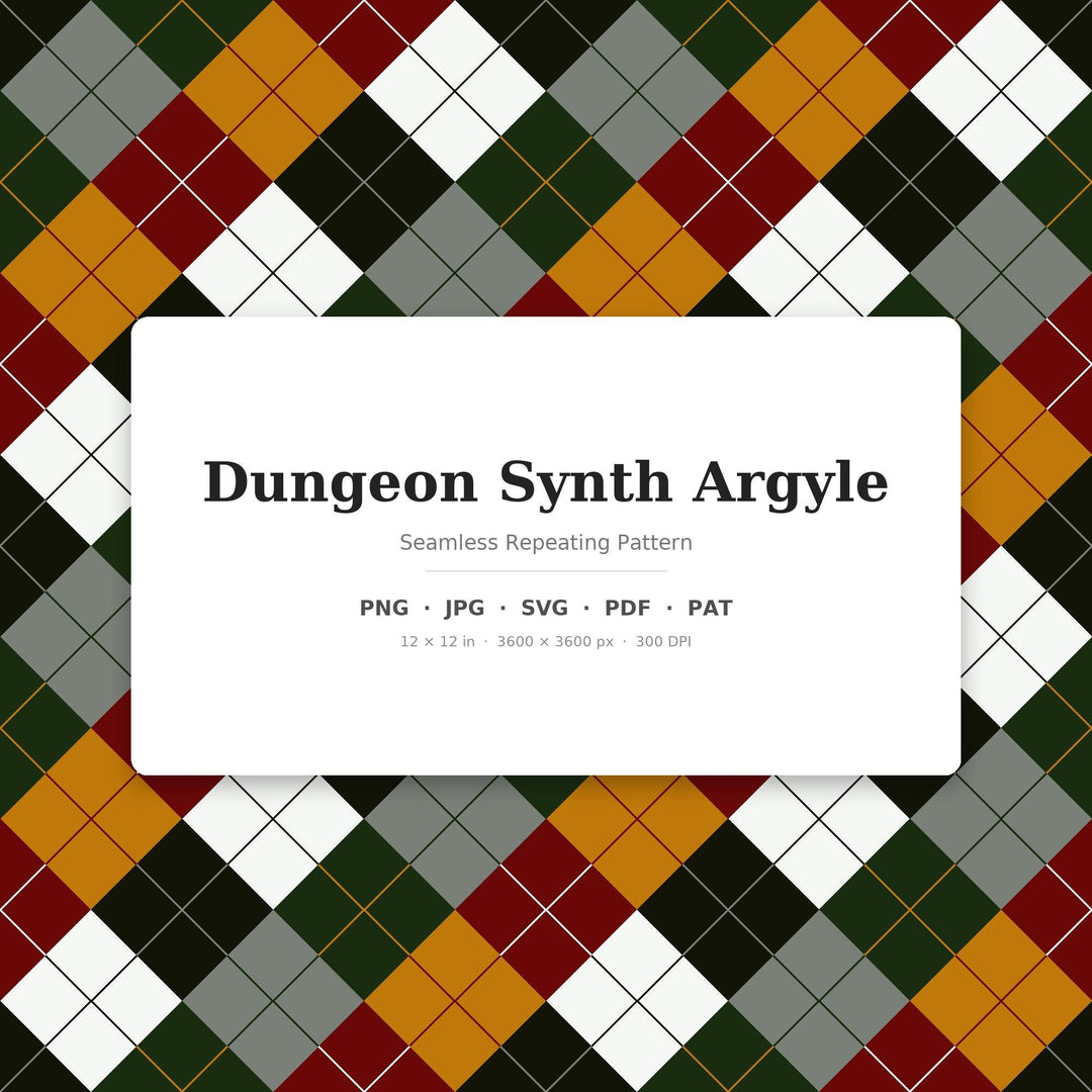 Dungeon Synth Argyle Seamless Pattern | Multi-Color Fabric Design (Digital Download)