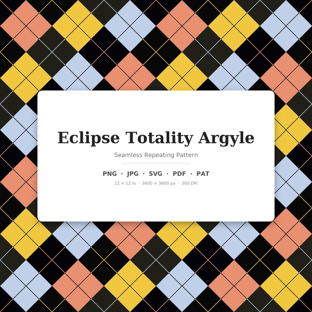 Eclipse Argyle Seamless Pattern | Multi-Color Eclipse Totality Argyle | .png .jpg .svg .pdf .pat | Digital Paper | Fabric & Surface Design