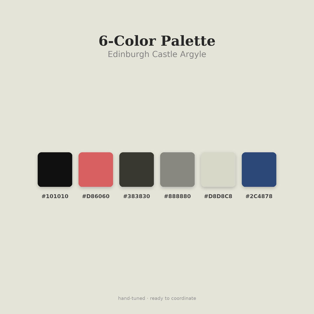 Edinburgh Castle Argyle Seamless Pattern | Multi-Color Fabric Design (Digital Download)