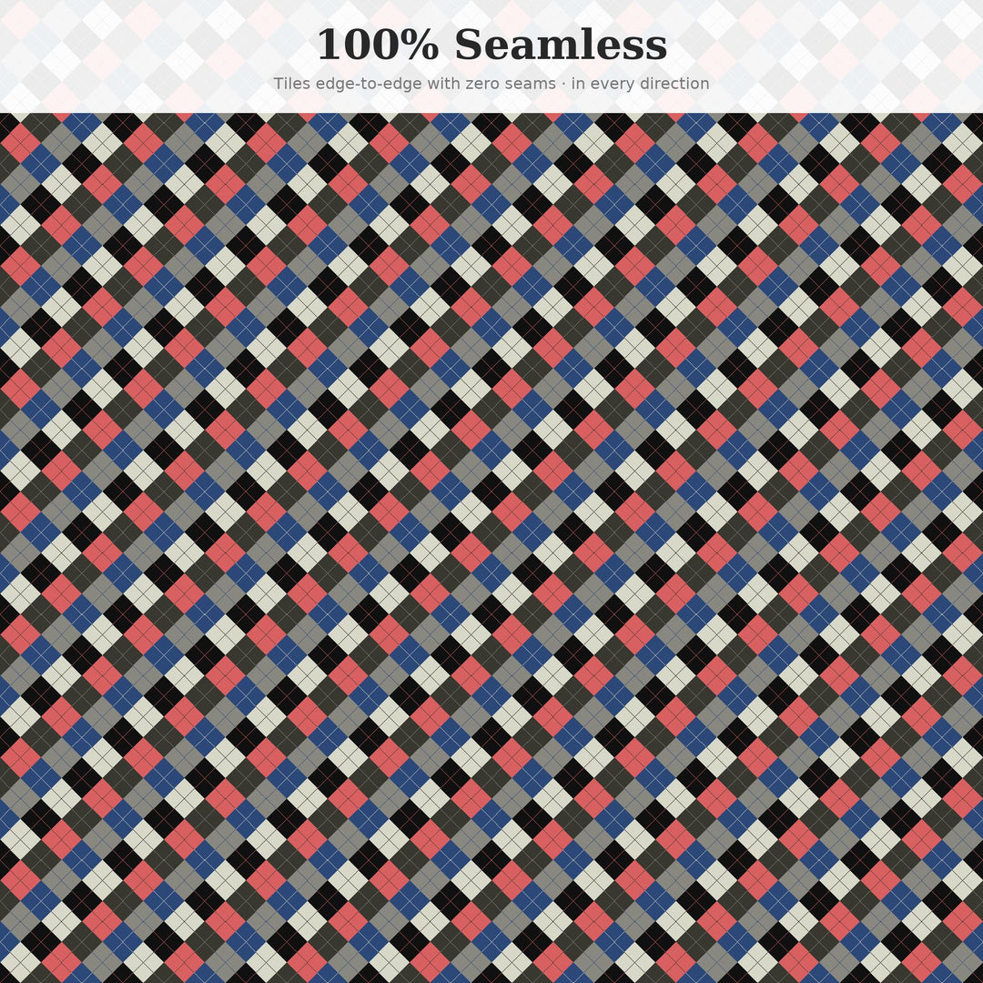 Edinburgh Castle Argyle Seamless Pattern | Multi-Color Fabric Design (Digital Download)