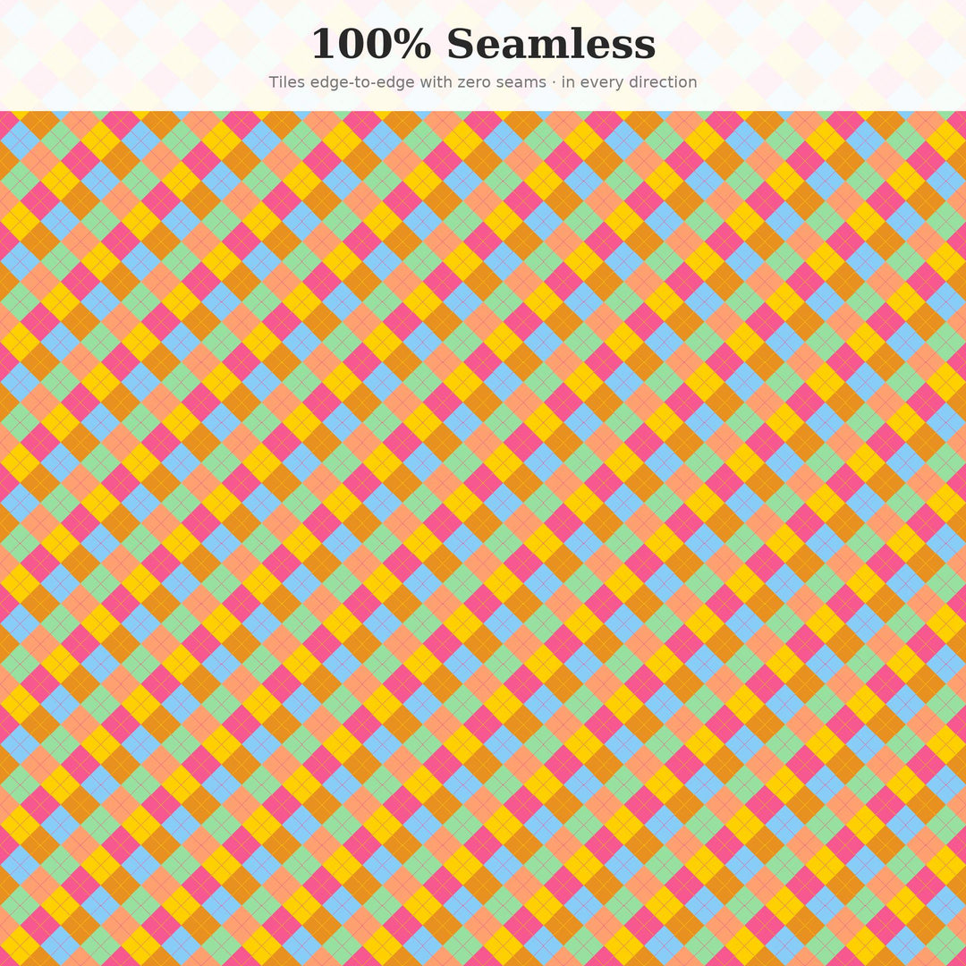 Elated Argyle Seamless Pattern | Multi-Color Elated Argyle | .png .jpg .svg .pdf .pat | Digital Paper | Fabric & Surface Design