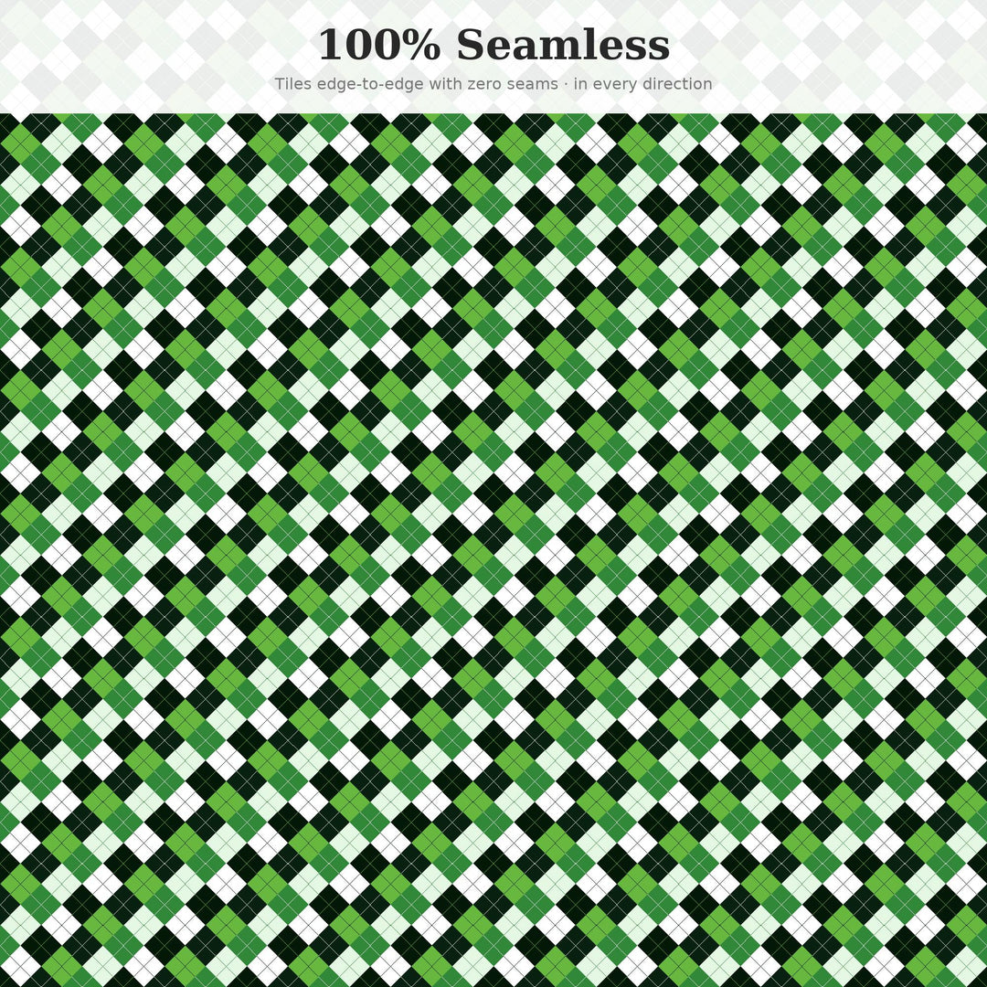Emerald City Argyle Seamless Pattern | Multi-Color Digital Paper (Digital Download)