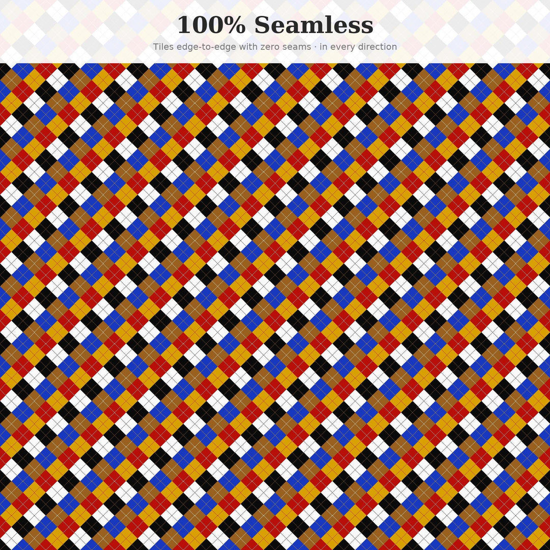 Empowered Argyle Seamless Pattern | Multi-Color Fabric Design (Digital Download)