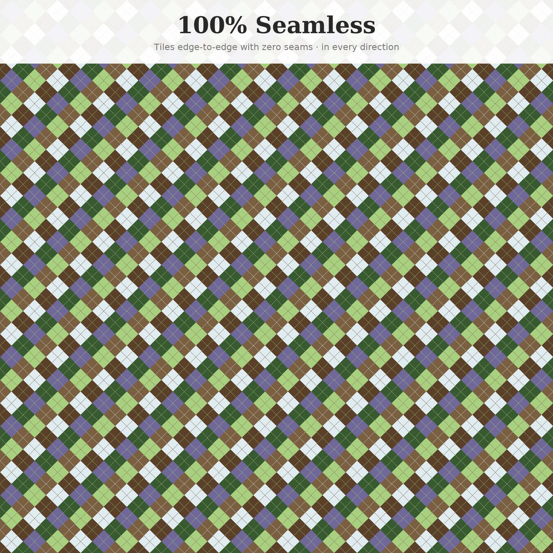 Enchanted Argyle Seamless Pattern | Multi-Color Enchanted Forest Argyle | .png .jpg .svg .pdf .pat | Digital Paper | Fabric & Surface Design