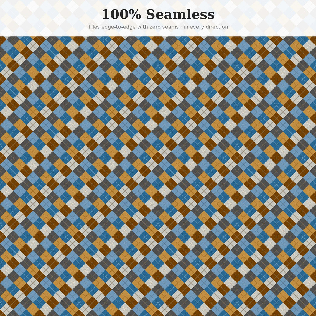 Equinox Argyle Seamless Pattern | Multi-Color Fabric & Surface Design (Digital Download)