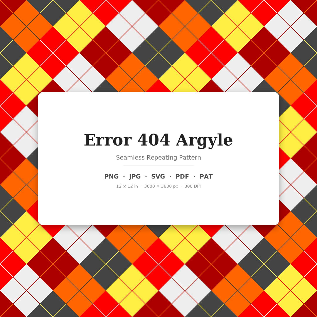 Error Argyle Seamless Pattern | Multi-Color Error 404 Argyle | .png .jpg .svg .pdf .pat | Digital Paper | Fabric & Surface Design