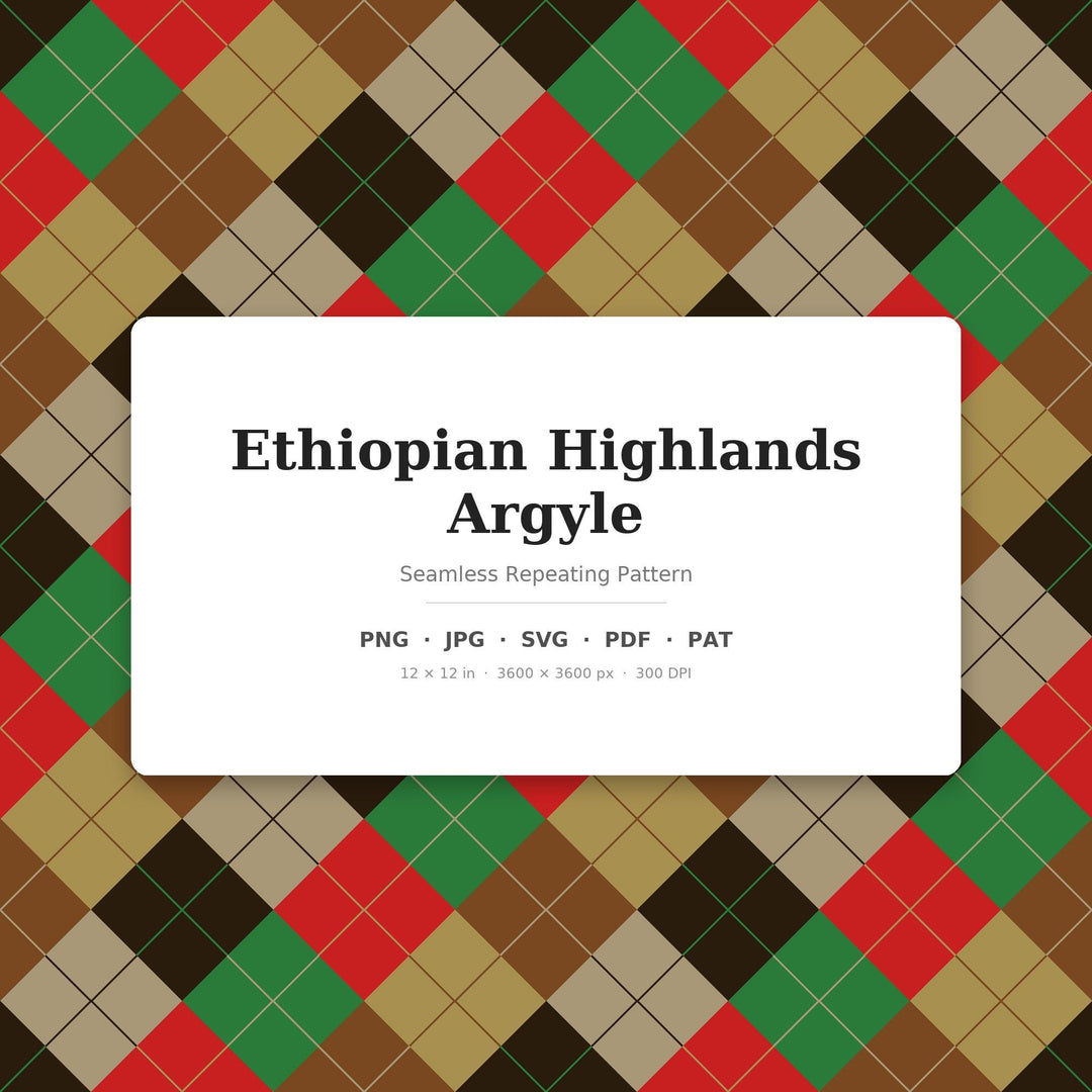 Ethiopian Argyle Seamless Pattern | Multi-Color Ethiopian Highlands Argyle | .png .jpg .svg .pdf .pat | Digital Paper