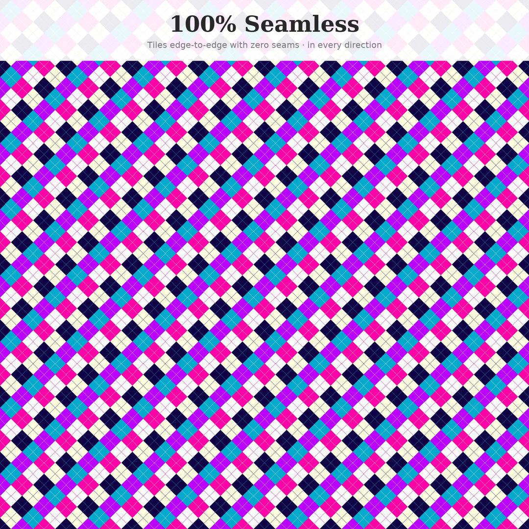 Euphoria Argyle Seamless Pattern | Multi-Color Fabric Design (Digital Download)