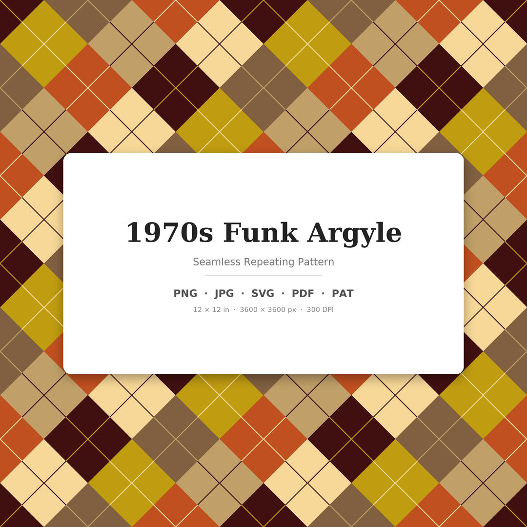 1970s Funk Argyle Digital Paper for Retro Craft Projects, Seamless Groovy Diamond Check for Fabric and Scrapbooking