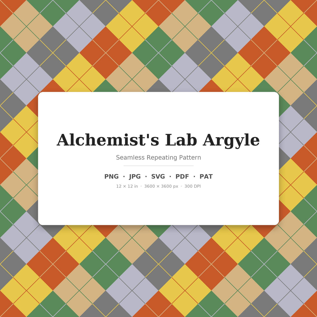 Alchemists Lab Argyle Digital Paper for Witchy Craft Projects, Seamless Mystic Diamond Grid for Fabric and Scrapbooking