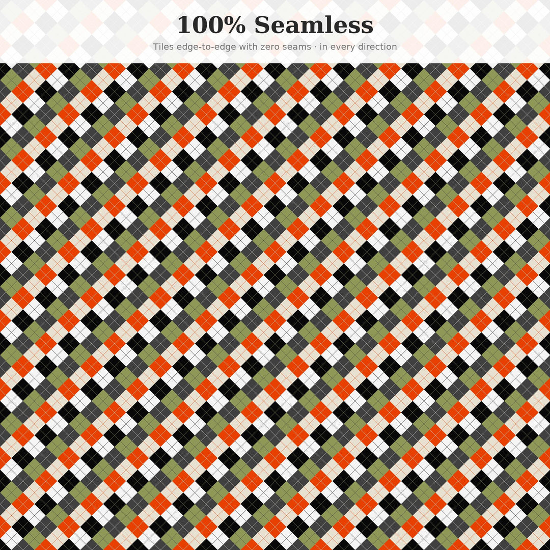 Fierce Argyle Seamless Pattern | Multi-Color Fierce Argyle | .png .jpg .svg .pdf .pat | Digital Paper | Fabric & Surface Design