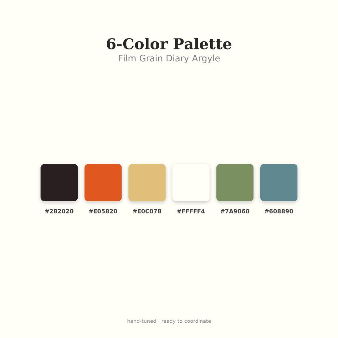Film Grain Diary Argyle Seamless Pattern | Multi-Color Fabric Design (Digital Download)