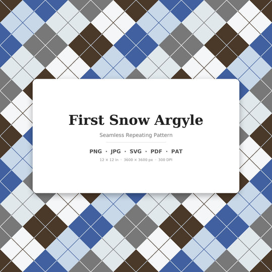Motif sans couture en argyle Première Neige | Tissu multicolore (Téléchargement numérique)