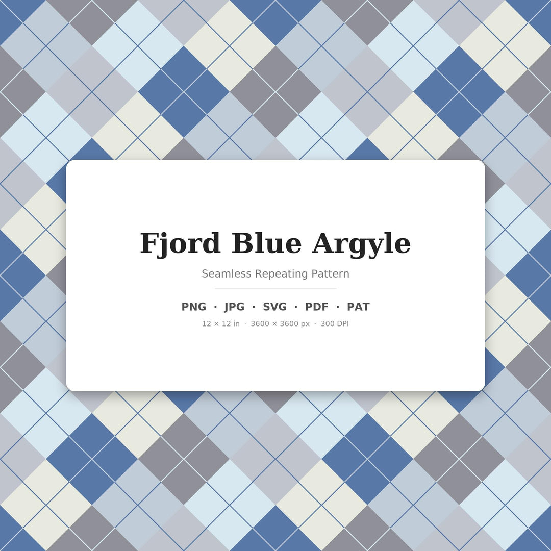 Fjord Blue Argyle Seamless Pattern | Digital Paper, Fabric Design (png, jpg, svg, pdf, pat)