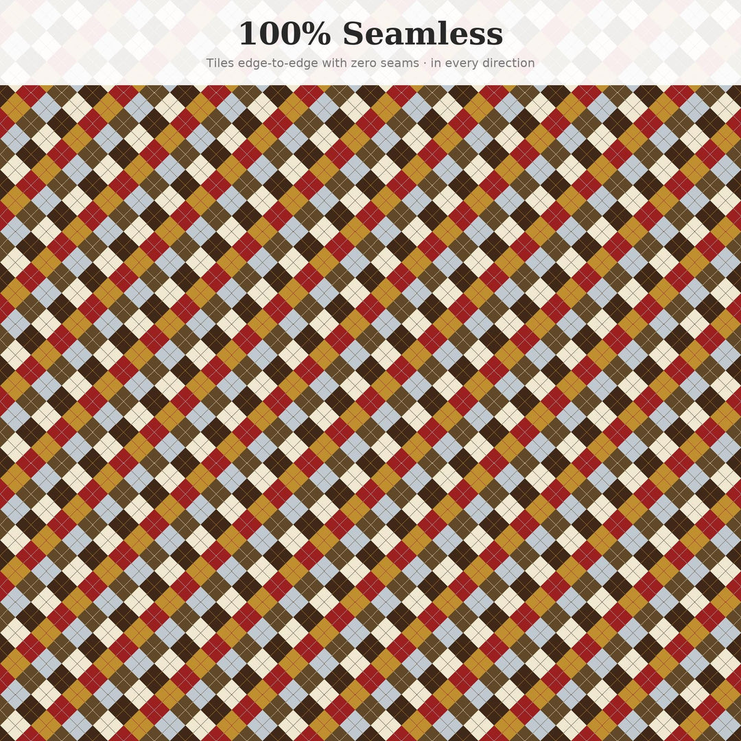 Founding Argyle Seamless Pattern | Multi-Color Founding Era Portrait Argyle | .png .jpg .svg .pdf .pat | Digital Paper