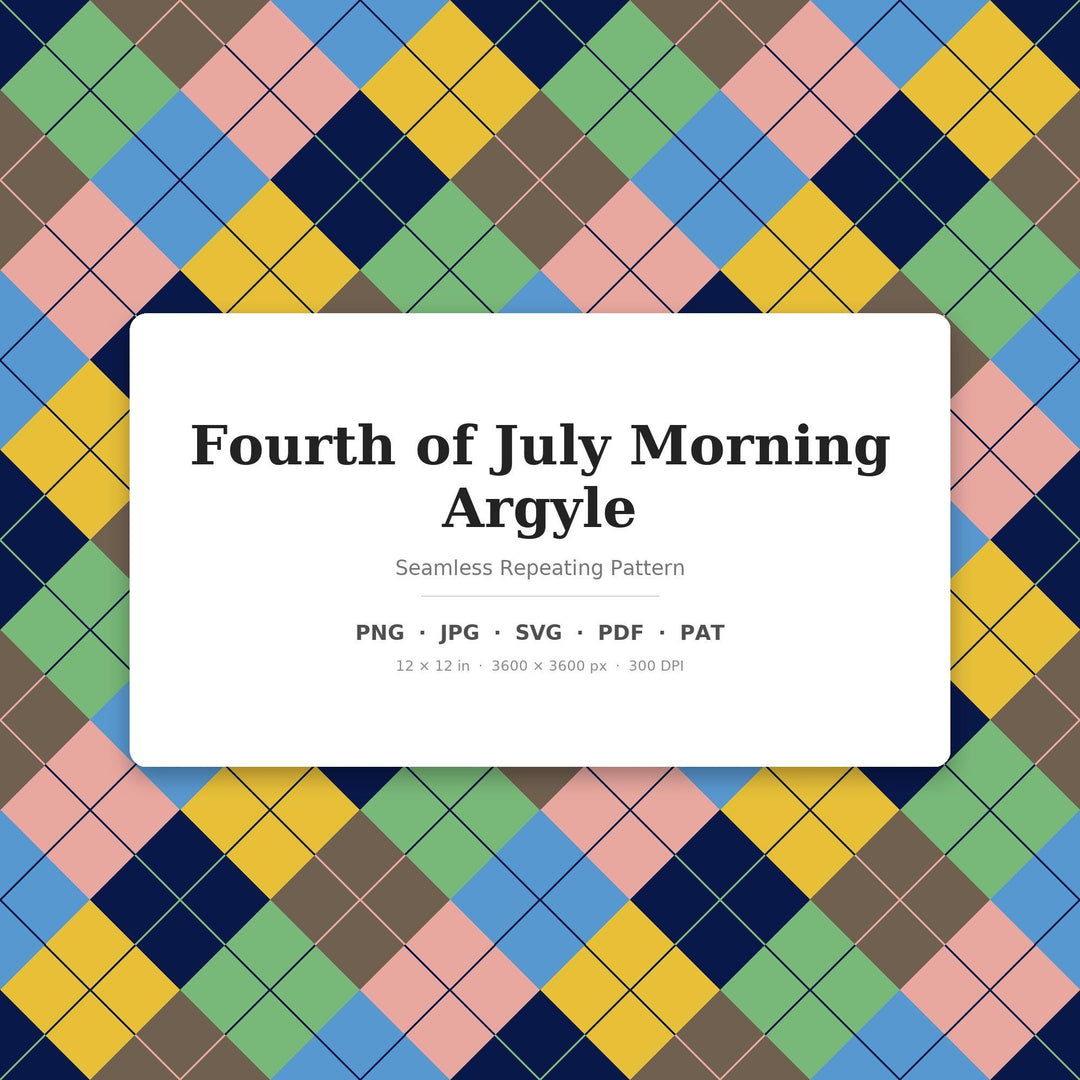 Fourth Argyle Seamless Pattern | Multi-Color Fourth of July Morning Argyle | .png .jpg .svg .pdf .pat | Digital Paper
