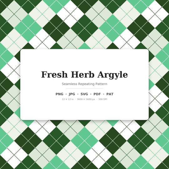 Fresh Herb Argyle seamless pattern set — main preview