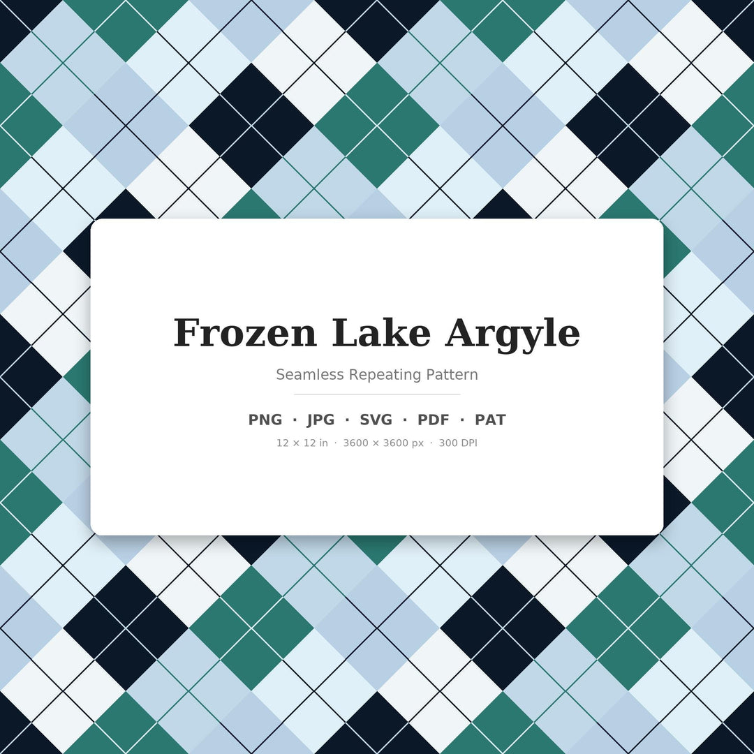 Frozen Lake Argyle Seamless Pattern | Multi-Color Fabric Design (Digital Download)